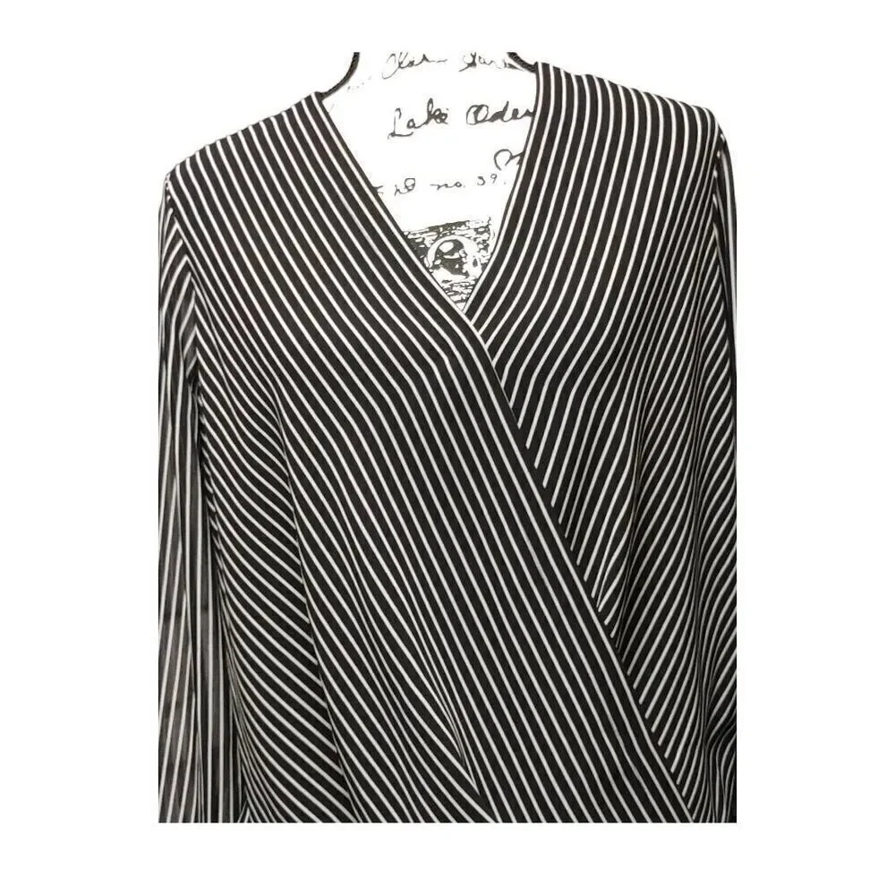 DKNY Women's Surplice Striped High-Low Blouse Sz S - Picture 4 of 7